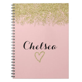 Cuaderno De Cascada Rosa Purpurina Rosa Y Oro