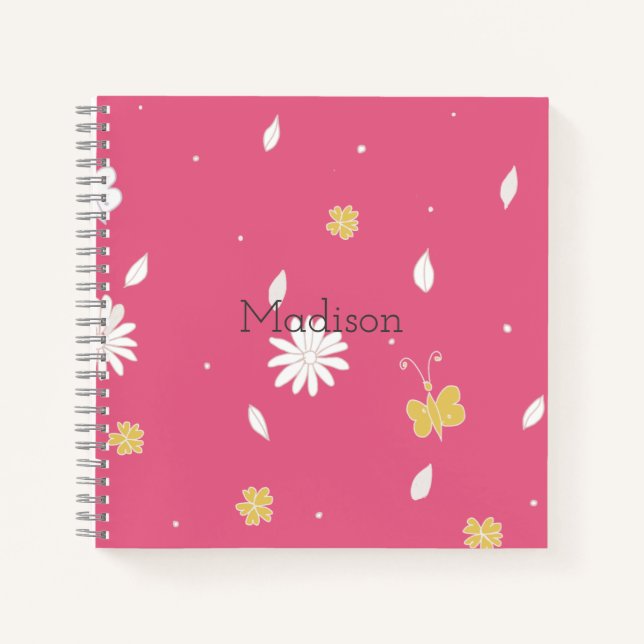 Cuaderno de Chica de patrones rosados de Bonito de (Anverso)