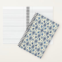 Cuaderno de Chinoiserie Floral de Porcelana Azul B