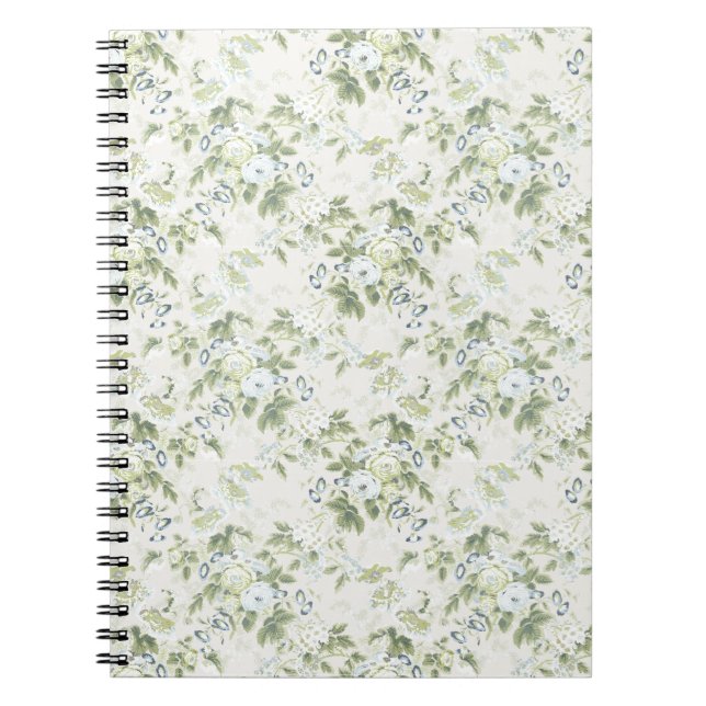 Cuaderno de Chintz Verde Salvia, Floral Rosa Ingle (Frente)