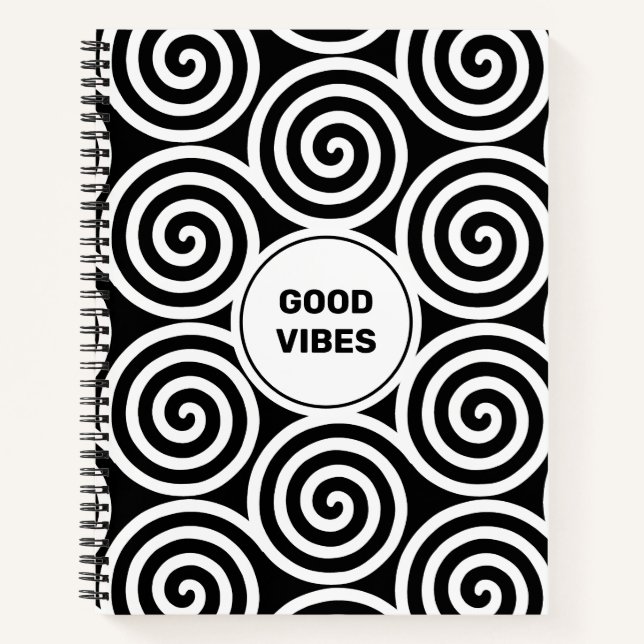 Cuaderno de círculos en espiral abstractos en blan (Anverso)