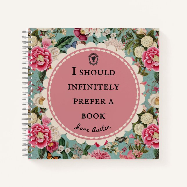 Cuaderno de citas de Jane Austen "Preferir un libr (Anverso)