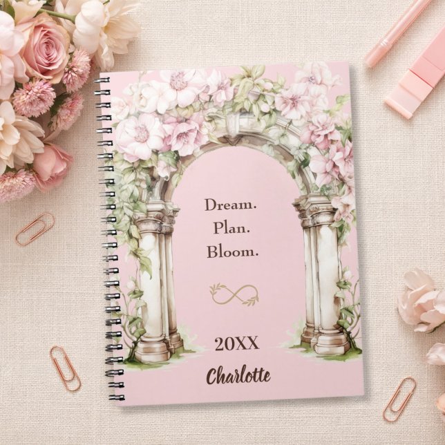 Cuaderno de citas inspiradoras con flores rosadas (Subido por el creador)
