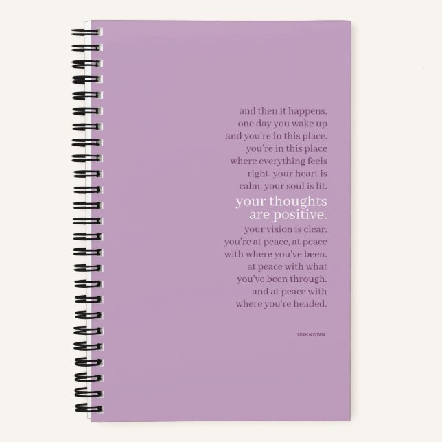 Cuaderno de citas inspiradoras de lavanda hermoso (Anverso)
