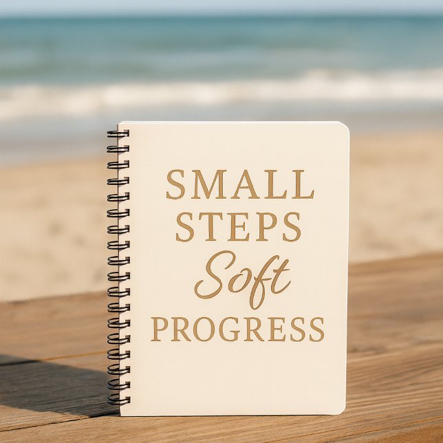 Cuaderno de citas minimalista – “Pequeños pasos” (small_steps_soft_progress_notebook_aureline_studio)