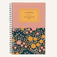 Cuaderno de citas naranja rosa flores coloridas