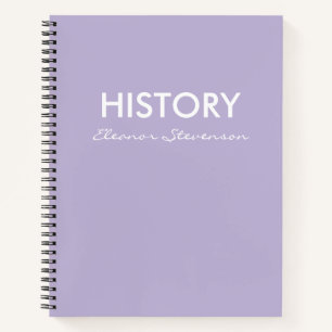 Cuaderno de clase de historia de lavanda lila pers