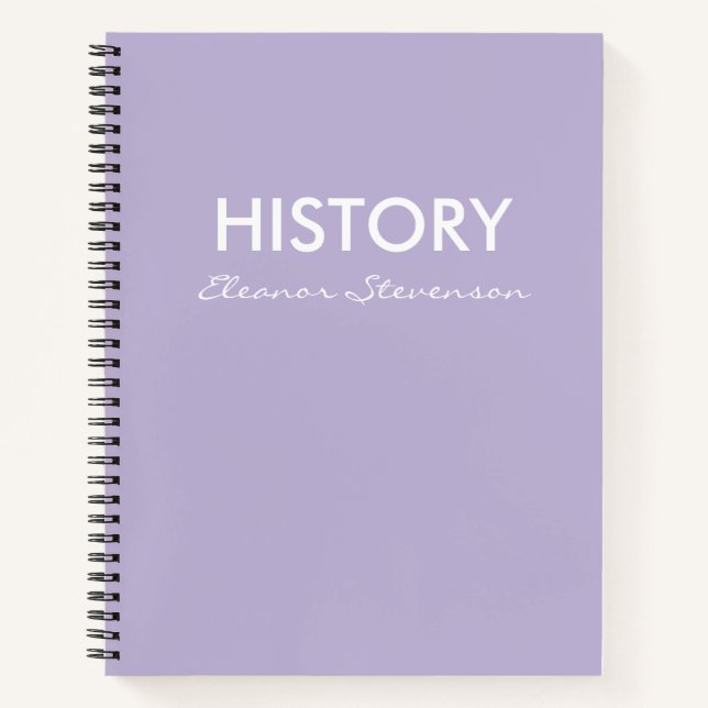 Cuaderno de clase de historia de lavanda lila pers (Anverso)