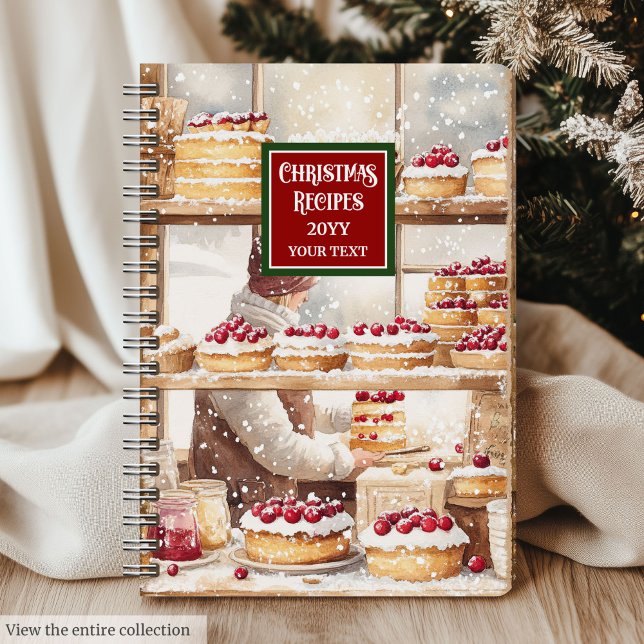 Cuaderno de cocina de Navidades de acuarela de épo (Vintage Watercolor Christmas Cookbook Notebook)