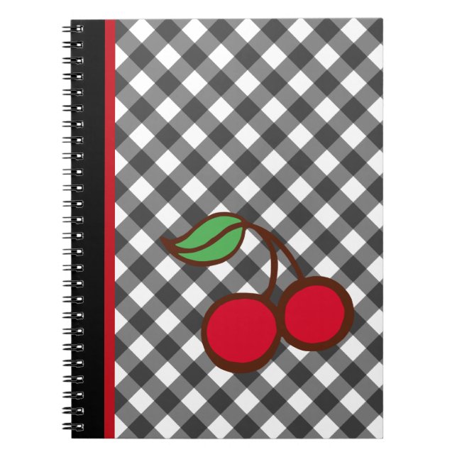 Cuaderno de cocina Retro Cherry Gingham School (Frente)
