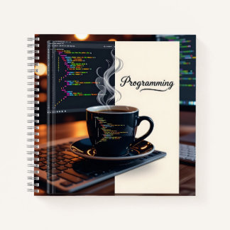 Cuaderno de código de programación de café persona