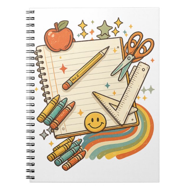 Cuaderno de Colage de Suministros Escolares Retro (Frente)