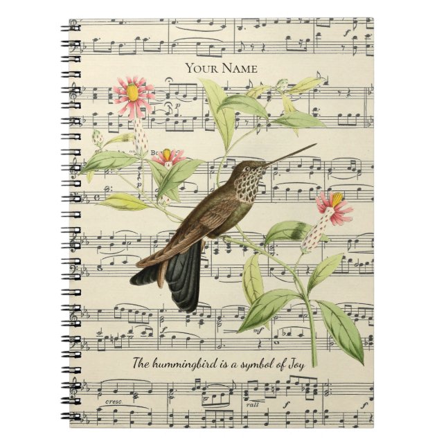 cuaderno de colibrí símbolo de alegría gratitud (Frente)