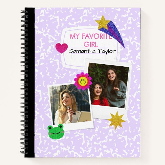 Cuaderno de Collage de 2 Fotos Personalizadas con  (Anverso)