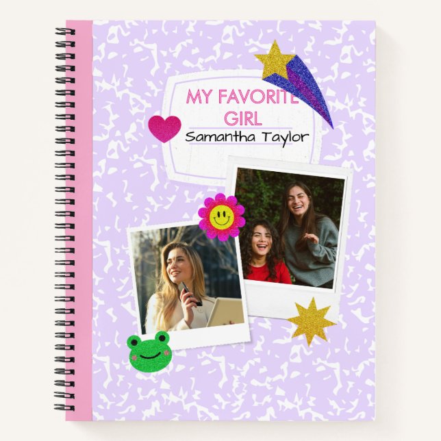 Cuaderno de Collage de 2 Fotos Personalizadas con  (Anverso)