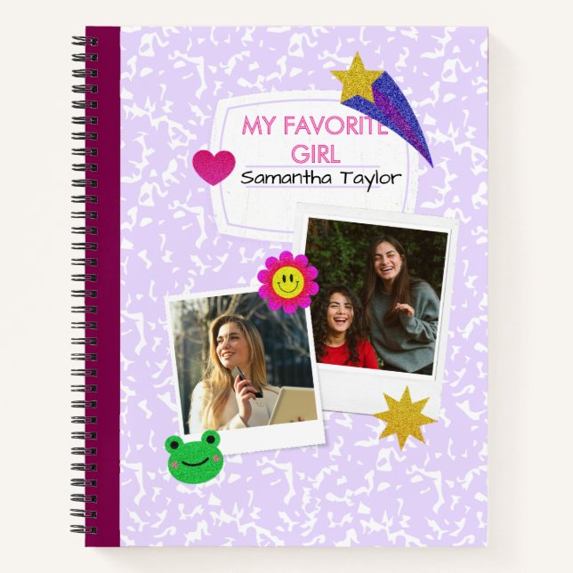 Cuaderno de Collage de 2 Fotos Personalizadas con  (Anverso)