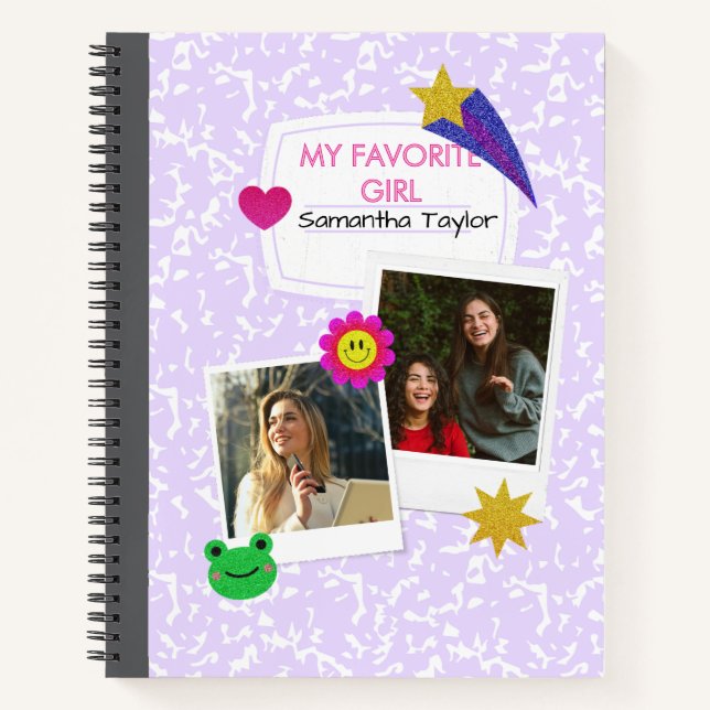 Cuaderno de Collage de 2 Fotos Personalizadas con  (Anverso)