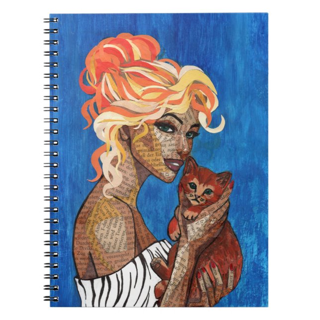 Cuaderno de collage de medios mixtos para mamá gat (Frente)