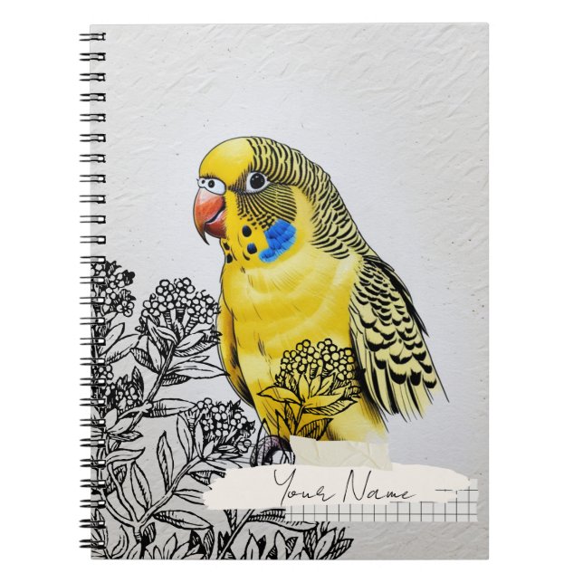 Cuaderno de Collage de Pájaro Perico Amarillo PERS (Frente)