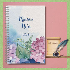 Cuaderno de color acuático con motivos florales