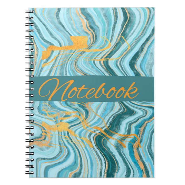 cuaderno de color aqua y dorado (Frente)