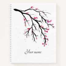 Cuaderno de color de agua de flores de cerezo