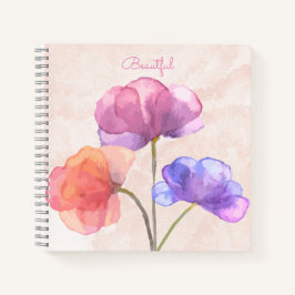 Cuaderno de color de agua rosa de 8,5" x 8,5"