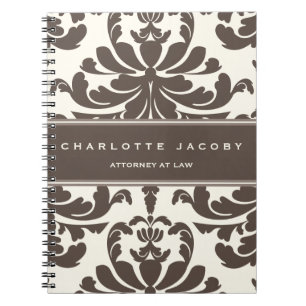 Cuaderno de color topo elegante del damasco