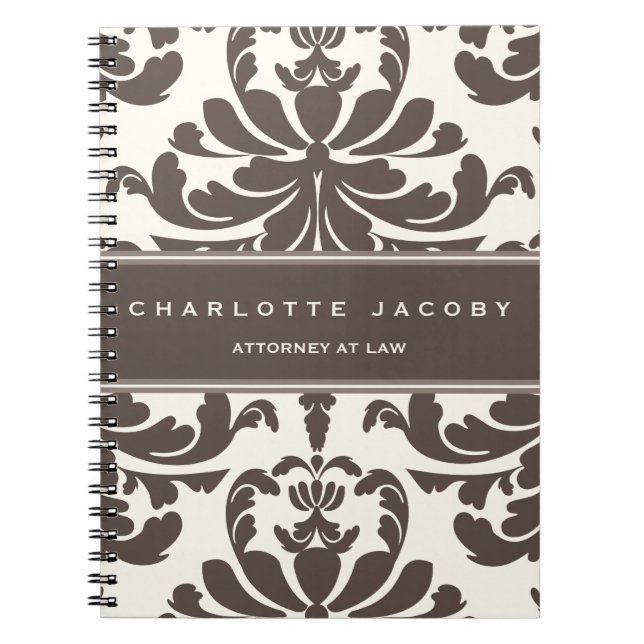 Cuaderno de color topo elegante del damasco (Frente)