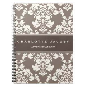 Cuaderno de color topo elegante del damasco