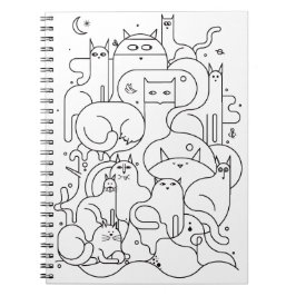 Cuaderno de colorear con dibujos de gatos lindos e