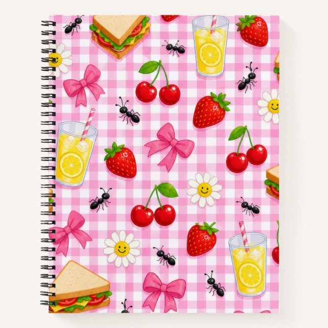 Cuaderno de comida rosa y lazos para picnic adorab (Anverso)