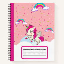 Cuaderno de composición de arcoiris de unicornio r
