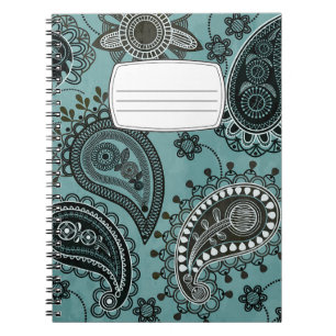 Cuaderno de composición de cachemira verde azulado