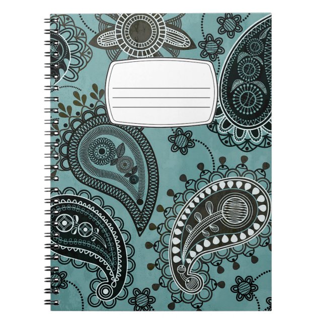 Cuaderno de composición de cachemira verde azulado (Frente)