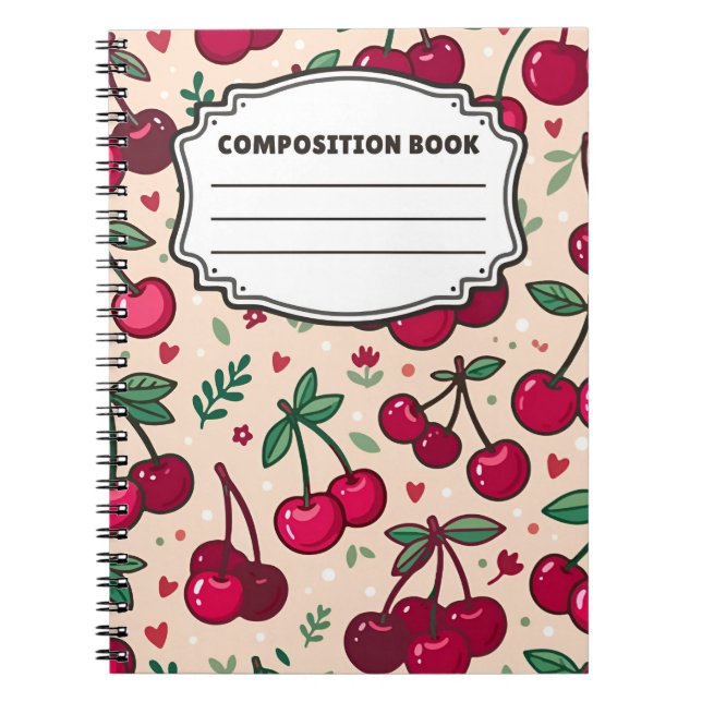 Cuaderno de composición de cereza linda (Frente)
