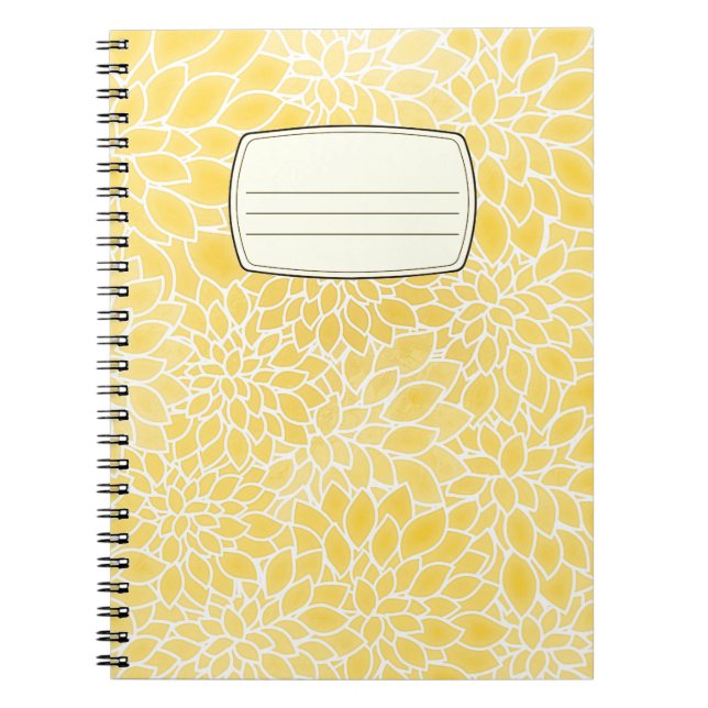 Cuaderno de composición de dalias amarillas pastel (Frente)