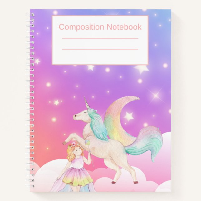 Cuaderno de composición de unicornio para niñas (Anverso)
