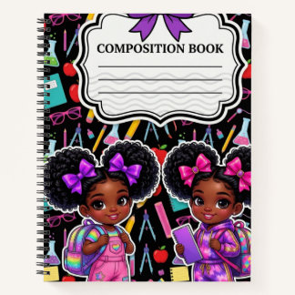 Cuaderno de composición mágica de niña negra