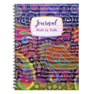 cuaderno de composición ondulado de paisley de col