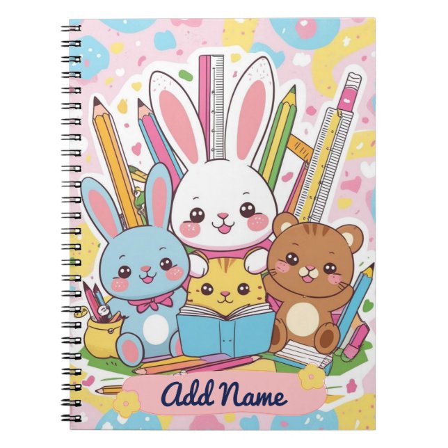 Cuaderno de Conejito Lindo y Amigos – Nombre Edita (Frente)