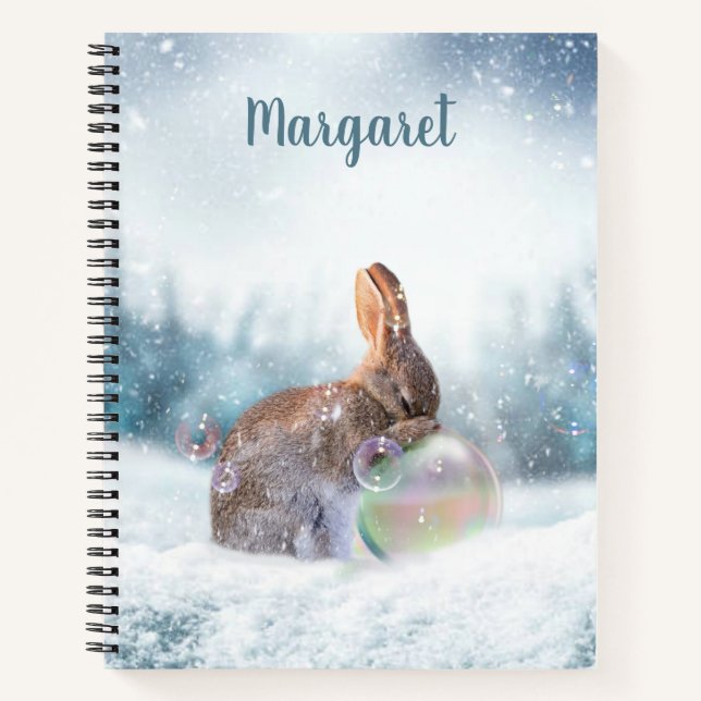 Cuaderno de conejo orando en la nieve (Anverso)