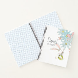 Cuaderno de conejos lindos con flores