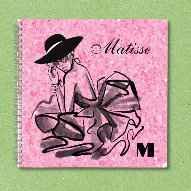 Cuaderno de Coquette de Moda Rosa Sparkly (Optional sizes and interior notebook styles available.)