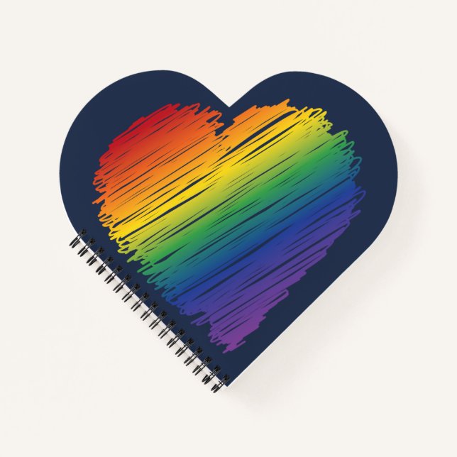 Cuaderno de corazón con garrapatas arco iris (Anverso)