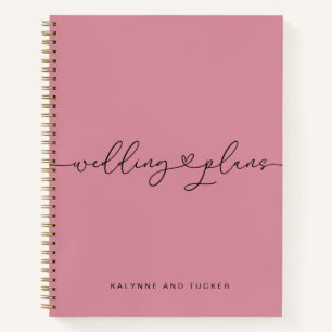 Cuaderno de Corazón con Planes de Boda Rosa Malva