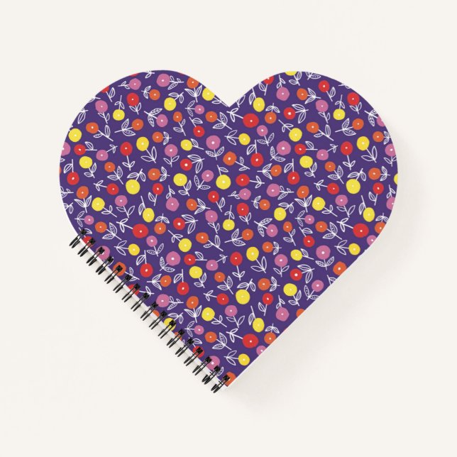 Cuaderno de Corazón Floral Púrpura (Anverso)