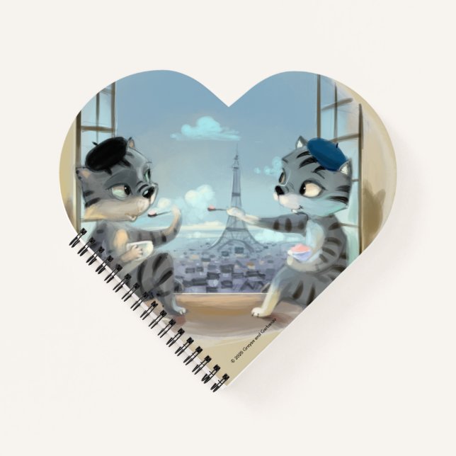 Cuaderno de Corazón - Gatos y Torre Eiffel - París (Anverso)