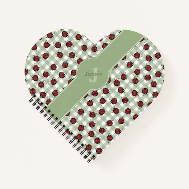 Cuaderno de Corazón Mariquita Gingham Verde (Anverso)