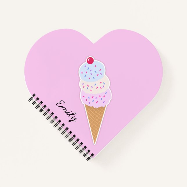Cuaderno de Corazón Personalizado Yummy Icecream C (Anverso)
